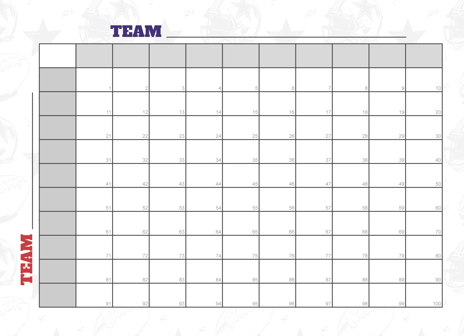 100 square grid for the big game free google docs template - gdoc.io